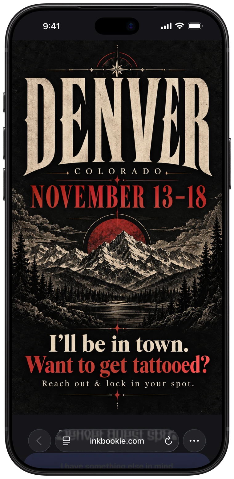 A promo page that is only the artist's own flyer for a Denver guest spot